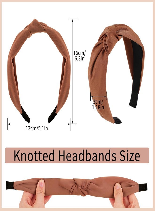 obeoby 8Pcs Headbands for Women, Fashion Knotted Headband Coffee Series Wide Hairband Hair Accessories Valentine Party Hair Accessories for Women Girls - Image 3